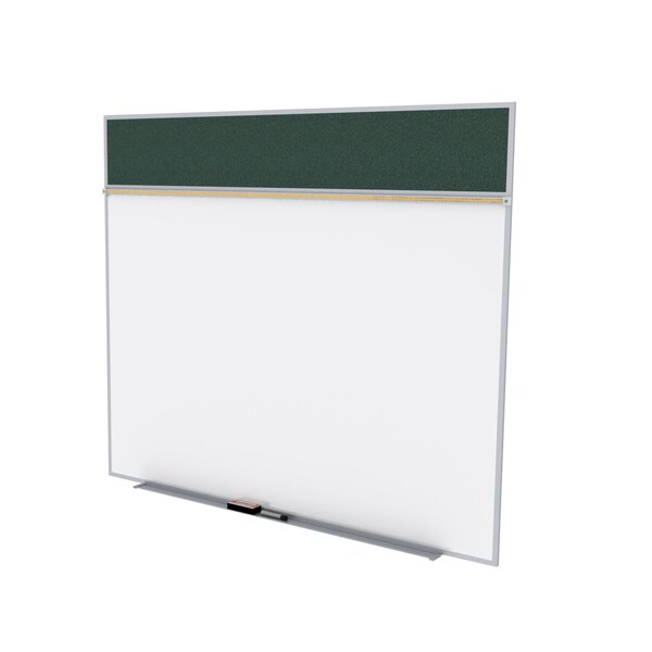 Combo Whiteboard/Bulletin, Mag Por/Vnyl, Styl A, 5 ft H x 12 ft W, Ebony